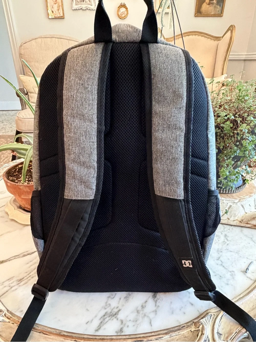 DC Grey and Black Men's Backpack with Logo